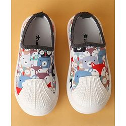 Cute Walk by Babyhug Slip On Casual Shoes with Owl Print - Grey & White