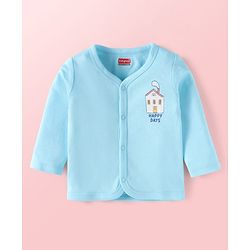 Babyhug 100% Cotton Knit Full Sleeves Front Open jhablas with Jungle Theme Print & Stripes Pack of 3 - Light Blue White & Yellow