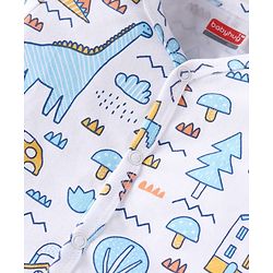 Babyhug 100% Cotton Knit Full Sleeves Front Open jhablas with Jungle Theme Print & Stripes Pack of 3 - Light Blue White & Yellow
