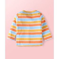 Babyhug 100% Cotton Knit Full Sleeves Front Open jhablas with Jungle Theme Print & Stripes Pack of 3 - Light Blue White & Yellow