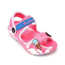 Cute Walk by Babyhug Clogs with Backsrtap Ice Cream & Rainbow Applique - Pink