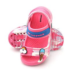 Cute Walk by Babyhug Clogs with Backsrtap Ice Cream & Rainbow Applique - Pink