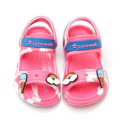 Cute Walk by Babyhug Clogs with Backsrtap Ice Cream & Rainbow Applique - Pink