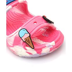 Cute Walk by Babyhug Clogs with Backsrtap Ice Cream & Rainbow Applique - Pink