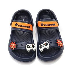 Cute Walk by Babyhug Clogs with Backstrap Gaming Applique - Navy Blue