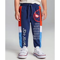 Babyhug Marvel Terry Knit Cut & Sew Full Length Lounge Pants With  Spiderman Graphic - Nay Blue
