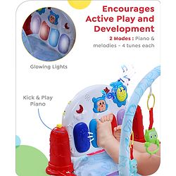 Babyhug Premium Disney Mickey & Friends Musical Baby Play Gym|Piano, Lights, Rattles & Tummy Time Mat | Fitness Rack with Hanging Rattles Interactive Learning Keyboard Piano| BIS Certified