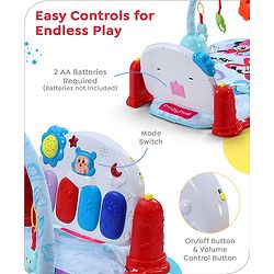 Babyhug Premium Disney Mickey & Friends Musical Baby Play Gym|Piano, Lights, Rattles & Tummy Time Mat | Fitness Rack with Hanging Rattles Interactive Learning Keyboard Piano| BIS Certified