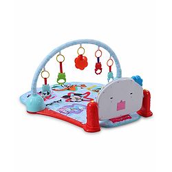 Babyhug Premium Disney Mickey & Friends Musical Baby Play Gym|Piano, Lights, Rattles & Tummy Time Mat | Fitness Rack with Hanging Rattles Interactive Learning Keyboard Piano| BIS Certified