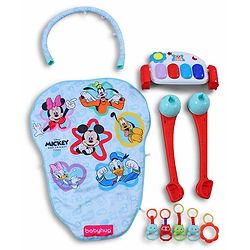 Babyhug Premium Disney Mickey & Friends Musical Baby Play Gym|Piano, Lights, Rattles & Tummy Time Mat | Fitness Rack with Hanging Rattles Interactive Learning Keyboard Piano| BIS Certified