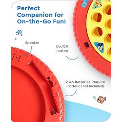 Babyhug Disney Premium Rechargeable Musical Board Fish Game with Rotating Pond| 21 Fishes & 4 Fishing Rods with Sound and Musical Gifting Toy - Red & Yellow
