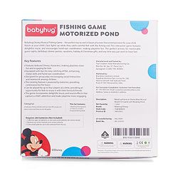 Babyhug Disney Premium Rechargeable Musical Board Fish Game with Rotating Pond| 21 Fishes & 4 Fishing Rods with Sound and Musical Gifting Toy - Red & Yellow