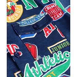 Babyhug Cotton Knit Full Sleeves  Shirt with Sports Text Print- Navy Blue