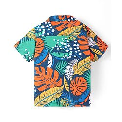 Babyhug Cotton Knit Half Sleeves Tropical Theme Printed Shirt - Navy Blue