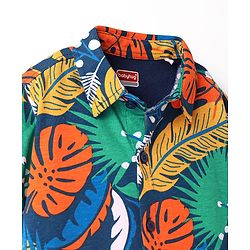 Babyhug Cotton Knit Half Sleeves Tropical Theme Printed Shirt - Navy Blue