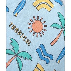 Babyhug Interlock Cotton Knit Tropical & Stripe Printed Caps Pack Of 2 - Blue & Yellow