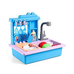 Babyhug Disney Frozen Toy Kitchen Sink Set| Battery Operated Pretend Play Electric Dishwasher with Tap Water Sound Kids Kitchen Accessories Utensils Realistic Light & Sound| BIS Certified - Multicolor