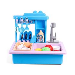 Babyhug Disney Frozen Toy Kitchen Sink Set| Battery Operated Pretend Play Electric Dishwasher with Tap Water Sound Kids Kitchen Accessories Utensils Realistic Light & Sound| BIS Certified - Multicolor