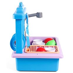 Babyhug Disney Frozen Toy Kitchen Sink Set| Battery Operated Pretend Play Electric Dishwasher with Tap Water Sound Kids Kitchen Accessories Utensils Realistic Light & Sound| BIS Certified - Multicolor