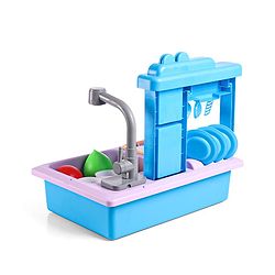 Babyhug Disney Frozen Toy Kitchen Sink Set| Battery Operated Pretend Play Electric Dishwasher with Tap Water Sound Kids Kitchen Accessories Utensils Realistic Light & Sound| BIS Certified - Multicolor