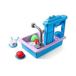Babyhug Disney Frozen Toy Kitchen Sink Set| Battery Operated Pretend Play Electric Dishwasher with Tap Water Sound Kids Kitchen Accessories Utensils Realistic Light & Sound| BIS Certified - Multicolor