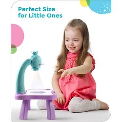 Babyhug  Disney Premium Frozen Adventure Small Tracing Projector Set Battery Operated Projector Table with Slides for Learning and Painting with Projector Lamp & Music - Purple & Light Blue