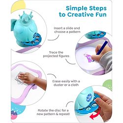 Babyhug  Disney Premium Frozen Adventure Small Tracing Projector Set Battery Operated Projector Table with Slides for Learning and Painting with Projector Lamp & Music - Purple & Light Blue