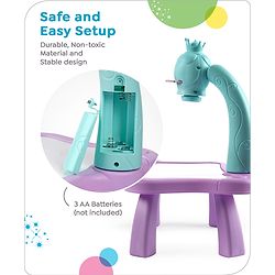 Babyhug  Disney Premium Frozen Adventure Small Tracing Projector Set Battery Operated Projector Table with Slides for Learning and Painting with Projector Lamp & Music - Purple & Light Blue