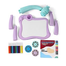 Babyhug  Disney Premium Frozen Adventure Small Tracing Projector Set Battery Operated Projector Table with Slides for Learning and Painting with Projector Lamp & Music - Purple & Light Blue