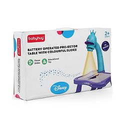 Babyhug  Disney Premium Frozen Adventure Small Tracing Projector Set Battery Operated Projector Table with Slides for Learning and Painting with Projector Lamp & Music - Purple & Light Blue
