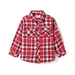 Babyhug Cotton Woven Full Sleeve Checkerd Shirt - Red