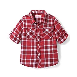 Babyhug Cotton Woven Full Sleeve Checkerd Shirt - Red