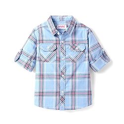 Babyhug Cotton Woven Full Sleeves Check Shirt - Blue