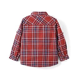 Babyhug Cotton Woven Full Sleeves Checkered Shirt - Rust Orange