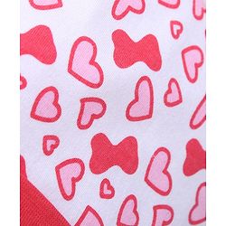 Babyhug 100% Cotton Knit Tie Knot Cap Heart & Bow Print - White