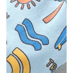 Babyhug 100% Cotton Knit Mittens & Booties With Tropical Print - Blue