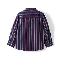 Babyhug Cotton Woven Full Sleeves Checkered Shirt With Mandarin Collar - Navy Blue