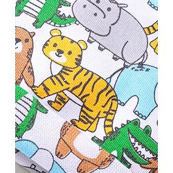 Babyhug Interlock Knit Caps Mittens & Booties With Animal Print - White