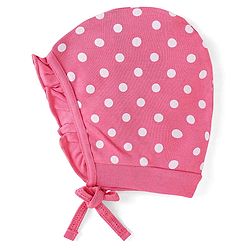 Babyhug 100% Cotton Knit Tie Knot Bonnet Cap Floral & Polka Dot Print Pack of 2 - Pink & Blue
