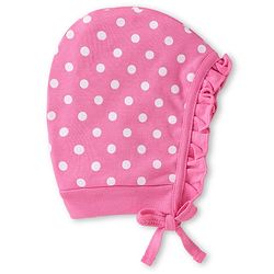 Babyhug Interlock Knit Bonnet Bonnet Caps with Floral Print & Polka Dots Pack of 2 - Pink & Navy Blue
