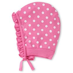 Babyhug Interlock Knit Bonnet Bonnet Caps with Floral Print & Polka Dots Pack of 2 - Pink & Navy Blue
