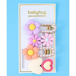 Babyhug Hair Pins & Clips  Free Size with Floral Applique Pack of 4 - Lilac