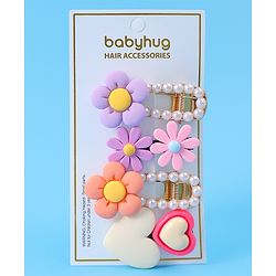 Babyhug Hair Pins & Clips  Free Size with Floral Applique Pack of 4 - Lilac