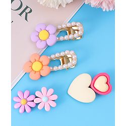 Babyhug Hair Pins & Clips  Free Size with Floral Applique Pack of 4 - Lilac