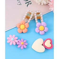 Babyhug Hair Pins & Clips  Free Size with Floral Applique Pack of 4 - Lilac