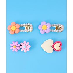 Babyhug Hair Pins & Clips  Free Size with Floral Applique Pack of 4 - Lilac