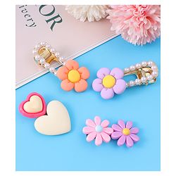 Babyhug Hair Pins & Clips  Free Size with Floral Applique Pack of 4 - Lilac