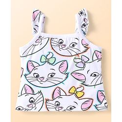 Babyhug Disney Interlock Knit Frill Sleeves Slips With Marie Graphics Pack Of 3 - White Pink