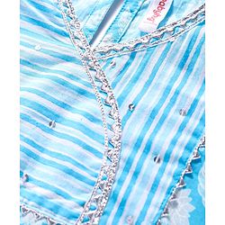 Babyhug Woven Three Fourth Sleeves Cambric Floral Printed Kurti Palazzo & Dupatta Set - Light Blue