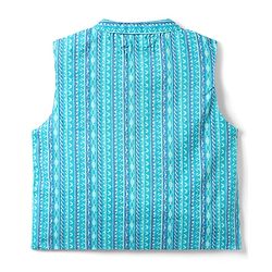 Babyhug Full Sleeves Dhoti Kurta With Floral Print & Jacket Set - Blue